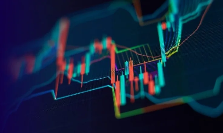 financial chart on dark background 