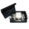 Open Black Fuse Box with open cover and parallel fuses with microswitch