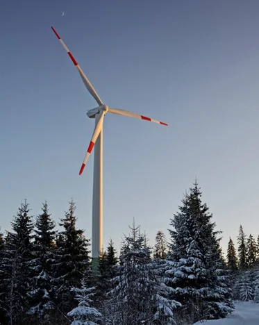 wind turbine in winter landscape